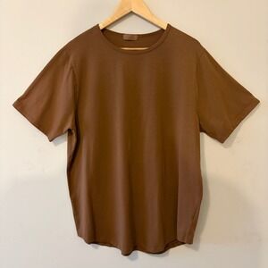 Nuuds Classic‎ Crew Neck Tee Short Sleeve Minimalist Brown XL Curved Hem